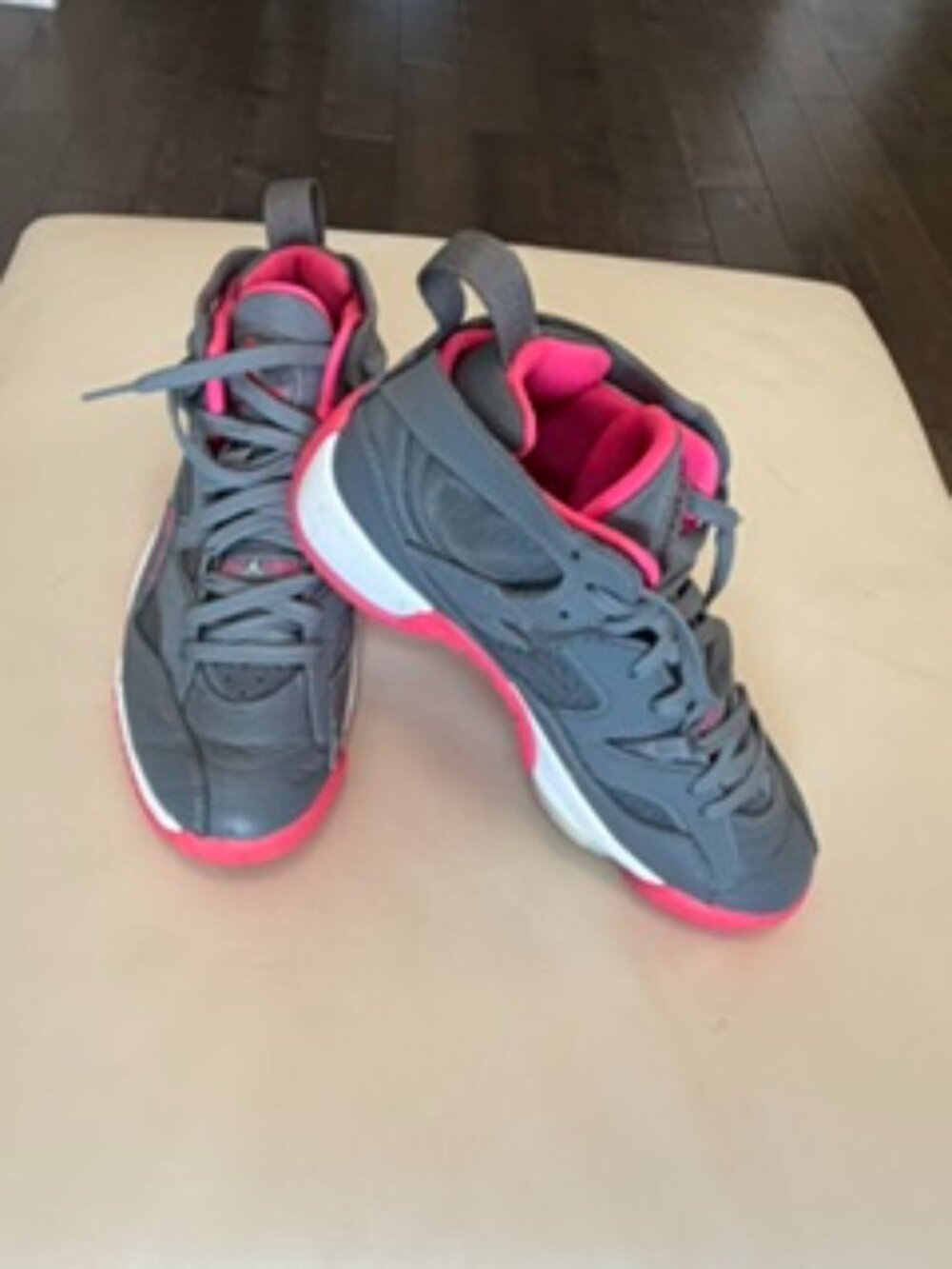 Air Jordan Jumpman Two Trey in the "Cool Grey / Hyper Pink" colorway